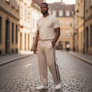 Joy Lab Mens Beige Athletic Track Pants Pockets & Built-In Shorts Underneath XL